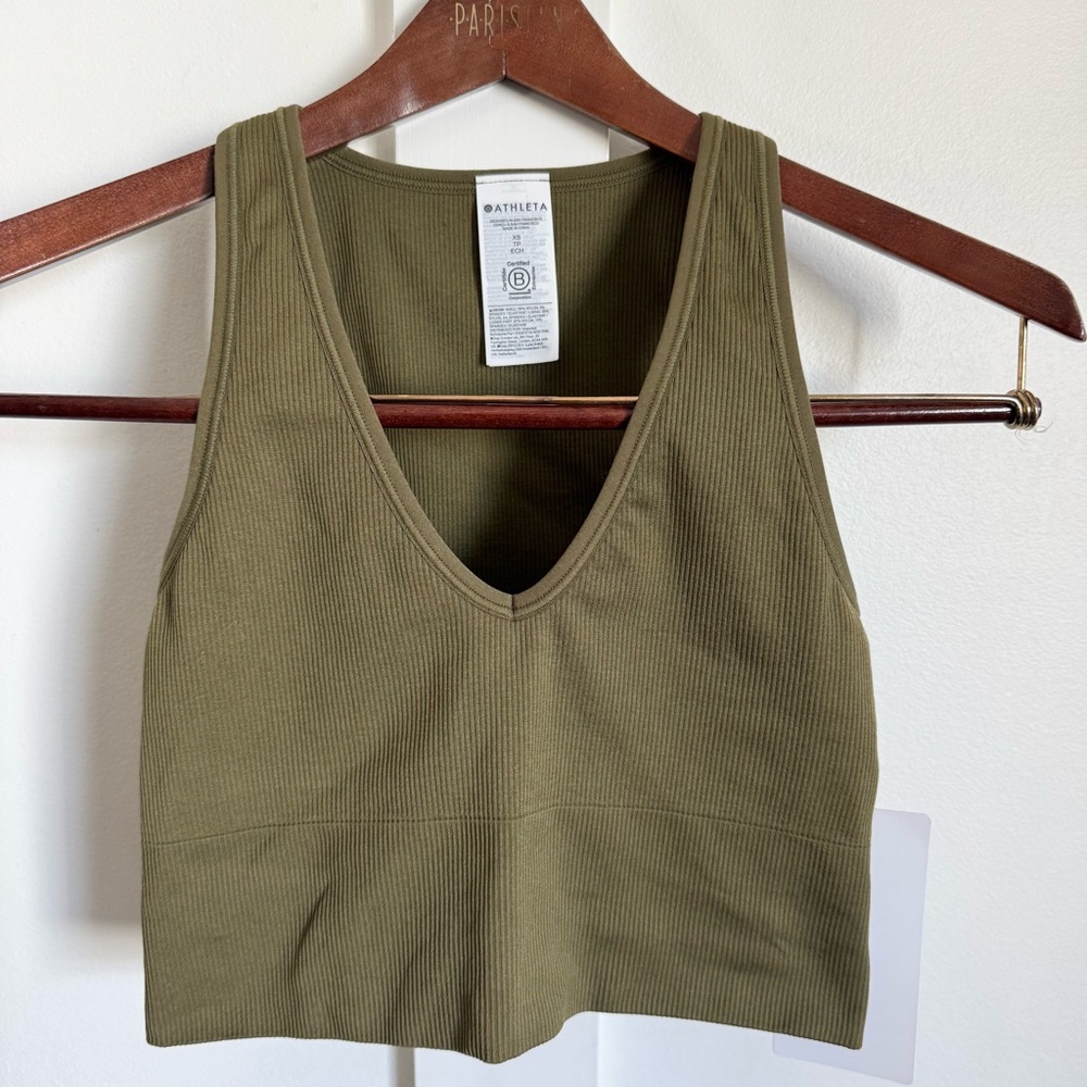 Athleta Aurora NWT crop rib tank XS olive green - Picture 3 of 10